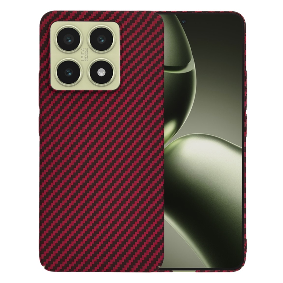 Husa pentru Xiaomi 14T, Finisaj Premium cu Textura de Carbon, Design Elegant, SKDR CarbonFlex - Rosu