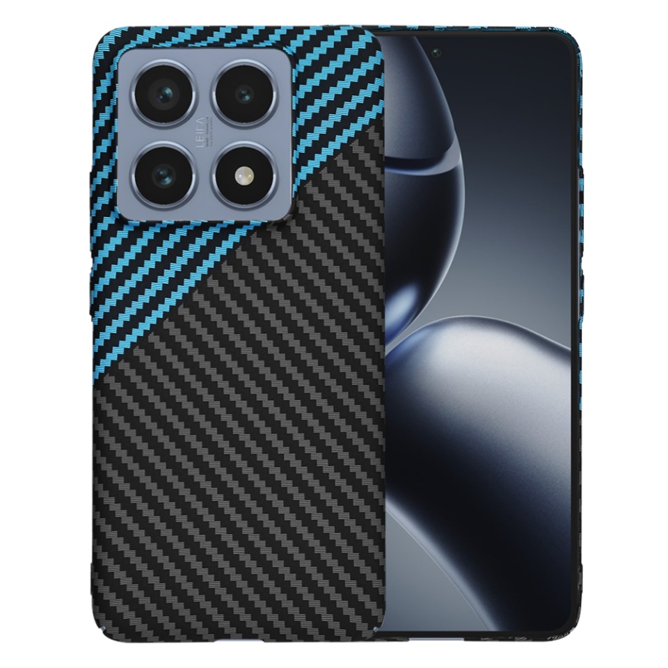 Husa pentru Xiaomi 14T Pro, Finisaj Premium cu Textura de Carbon, Design Elegant, SKDR CarbonFlex - Bleu