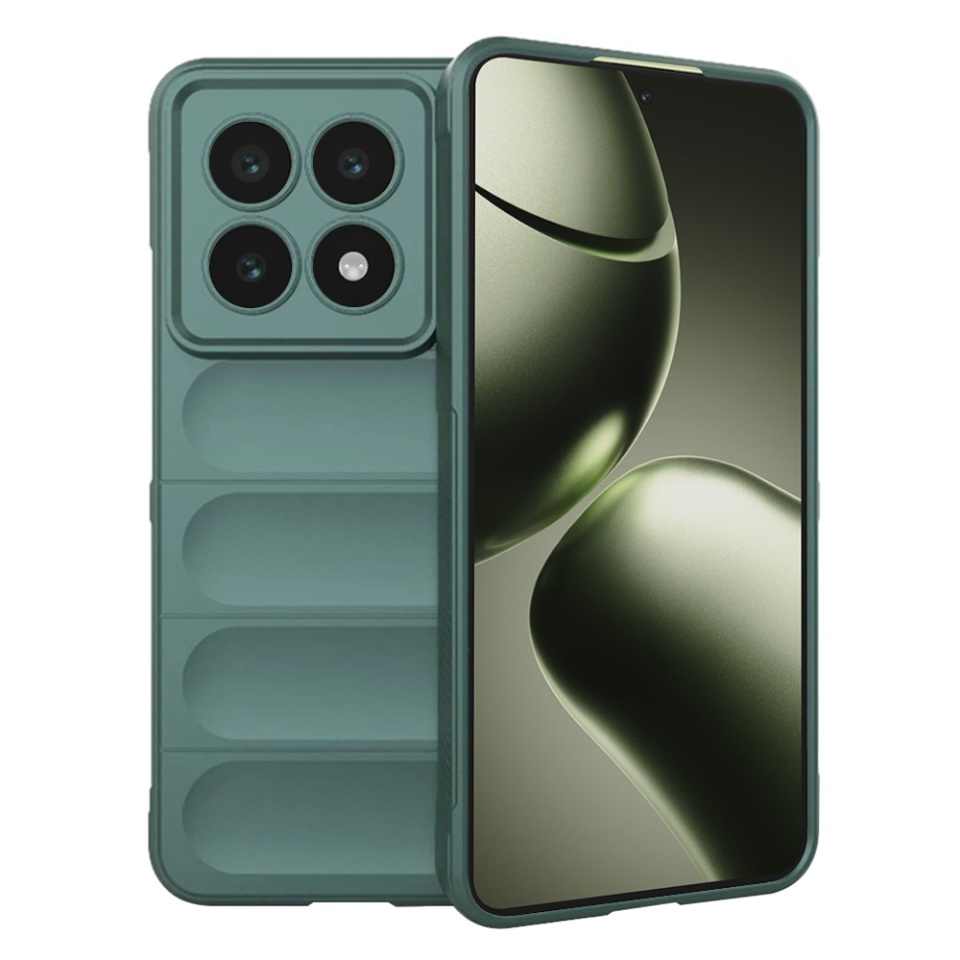 Husa pentru Xiaomi 14T, SKYDDAR INNOVATION, Magic Shield, din Silicon Mat, set cu sticker, Verde