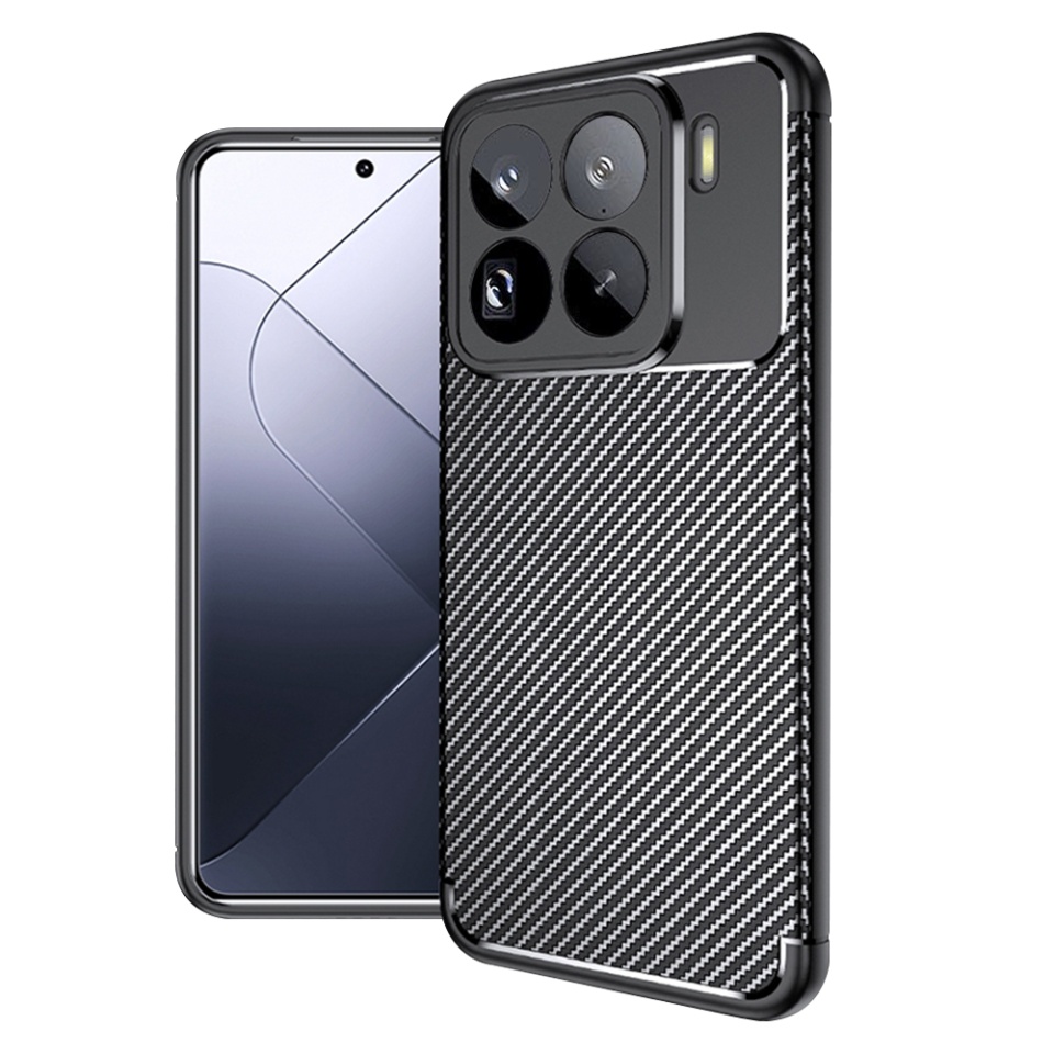 Husa pentru Xiaomi 15 Pro, SKYDDAR INNOVATION, CarbonFiber, Antisoc, Negru, set cu sticker