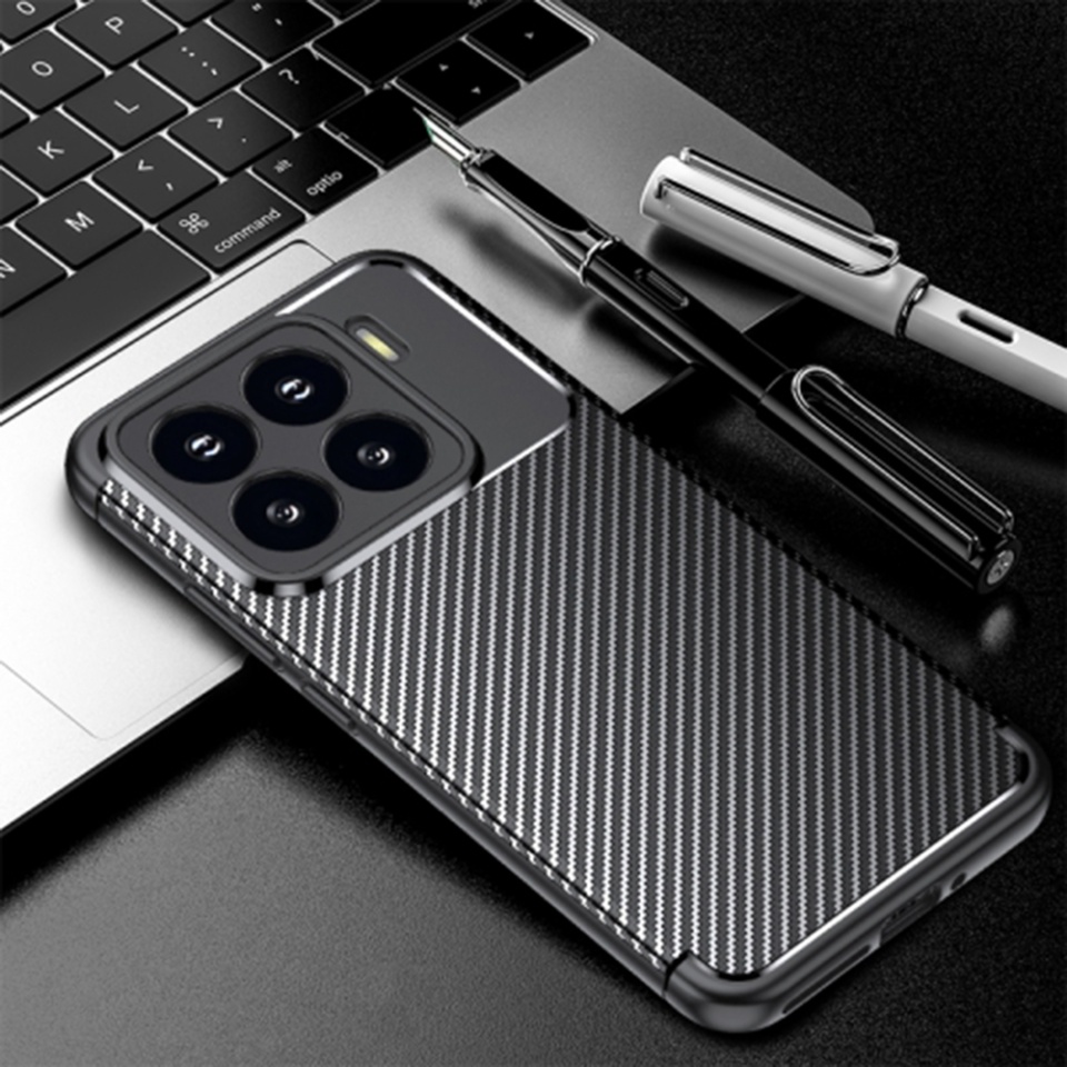 Husa pentru Xiaomi 15, SKYDDAR INNOVATION, CarbonFiber, Antisoc, Negru, set cu sticker - 3 | YEO