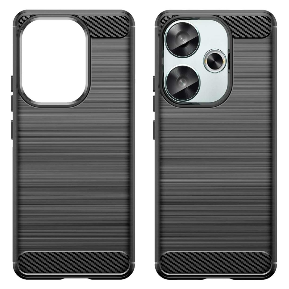 Husa pentru Xiaomi Poco F6 din Silicon Premium, Slim, cu textura Fibra Carbon - Negru - 1 | YEO