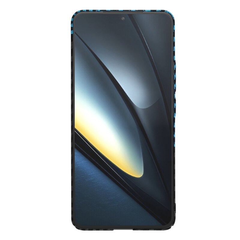 Husa pentru Xiaomi Poco F6 Pro, Finisaj Premium cu Textura de Carbon, Design Elegant, SKDR CarbonFlex - Bleu - 1 | YEO