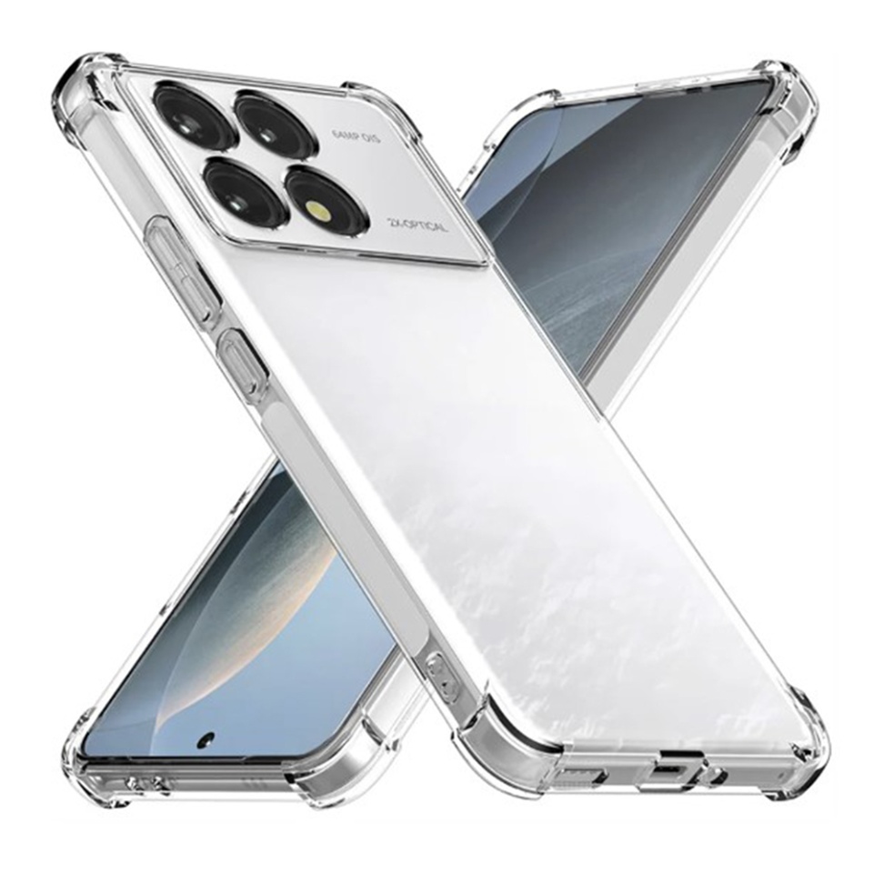 Husa pentru Xiaomi Poco F6 Pro , SKYDDAR INNOVATION, Shockproof Clear din Silicon Slim, Transparenta, set cu sticker