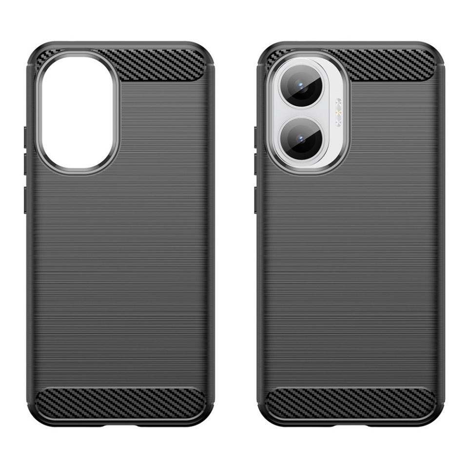 Husa pentru Xiaomi Poco F7, SKYDDAR INNOVATION, Carbon Silicone, din Silicon Slim, cu textura Fibra Carbon, set cu sticker, Negru - 1 | YEO