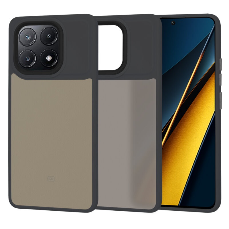 Husa pentru Xiaomi Poco X6 Pro, ce Absoarbe Cele mai Aspre Socuri, Skyddar Frosted - Negru