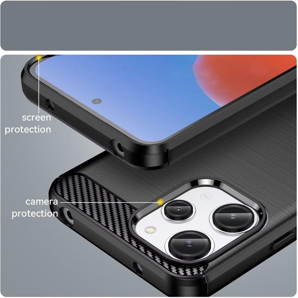 Husa pentru Xiaomi Redmi 13 / Poco M6 4G din Silicon Premium, Slim, cu textura Fibra Carbon - Albastru - 1 | YEO