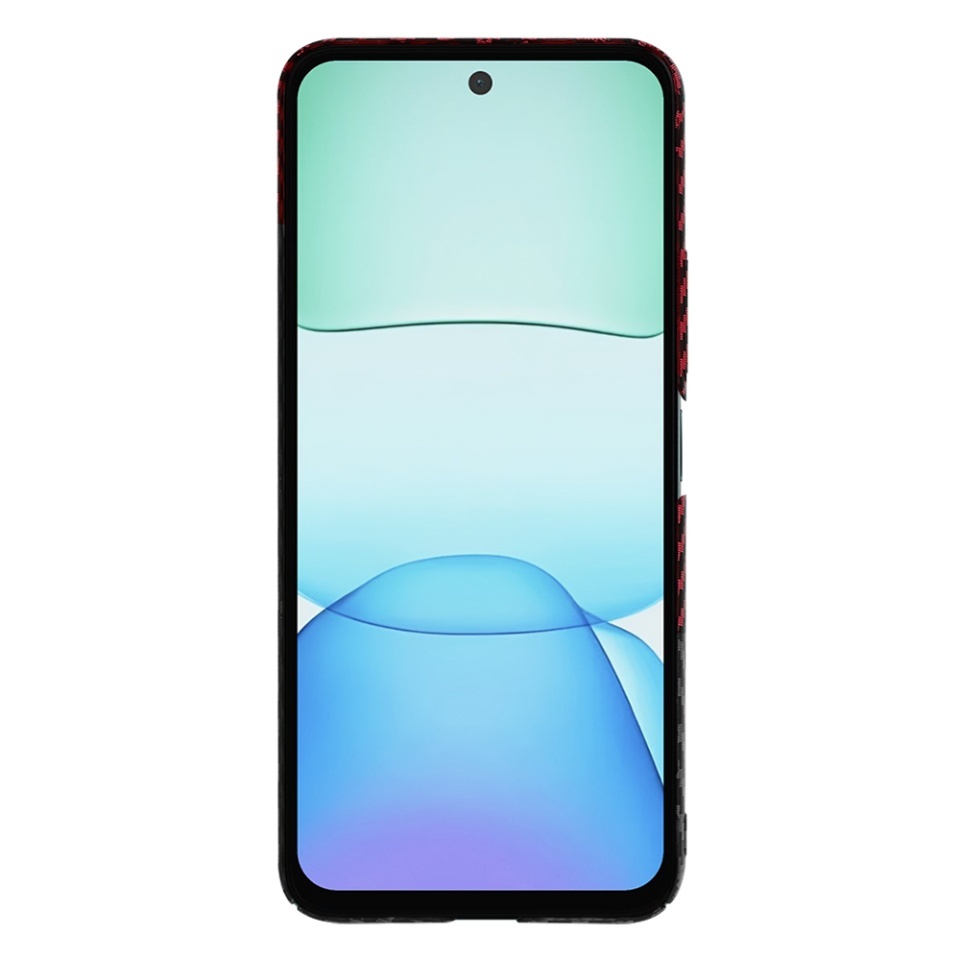 Husa pentru Xiaomi Redmi 13 / Poco M6 4G, SKYDDAR INNOVATION, textura carbon, Carbonite FiberShell, set cu sticker, Rosu inchis, - 1 | YEO
