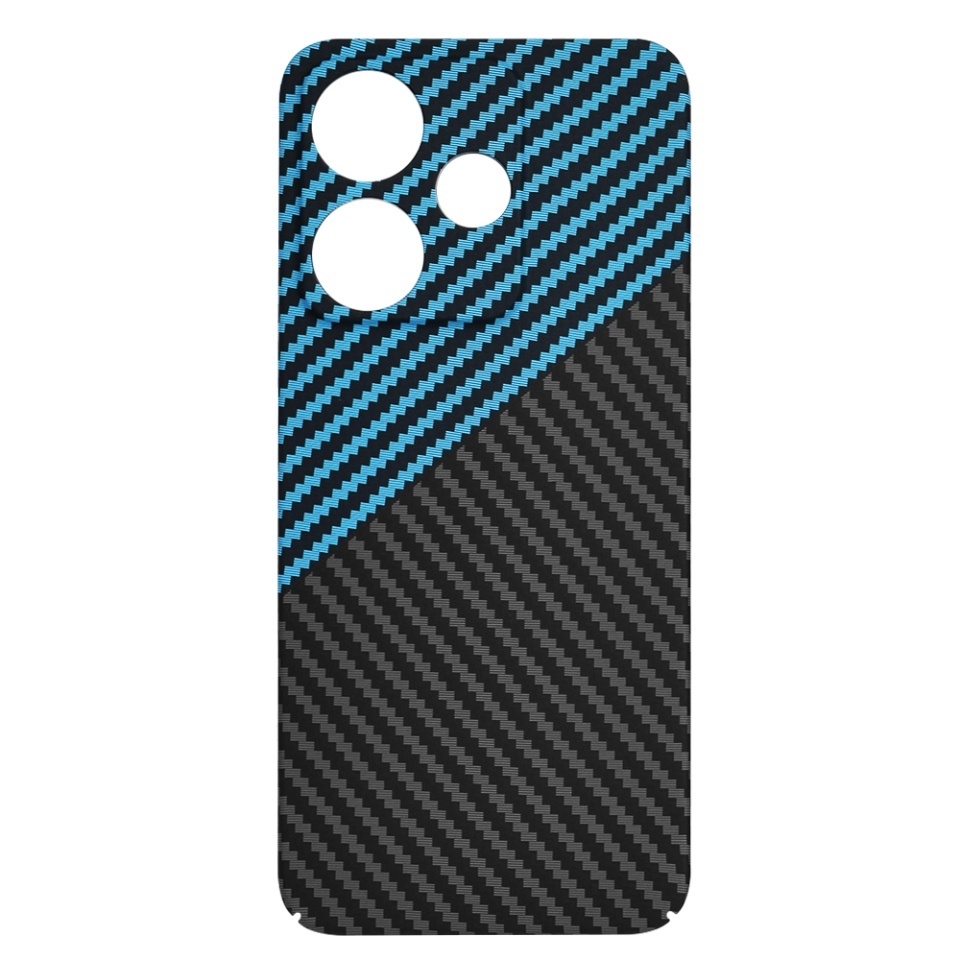 Husa pentru Xiaomi Redmi 13 / Poco M6 4G, SKYDDAR INNOVATION, textura carbon, Carbonite FiberShell, set cu sticker, Bleu, - 3 | YEO