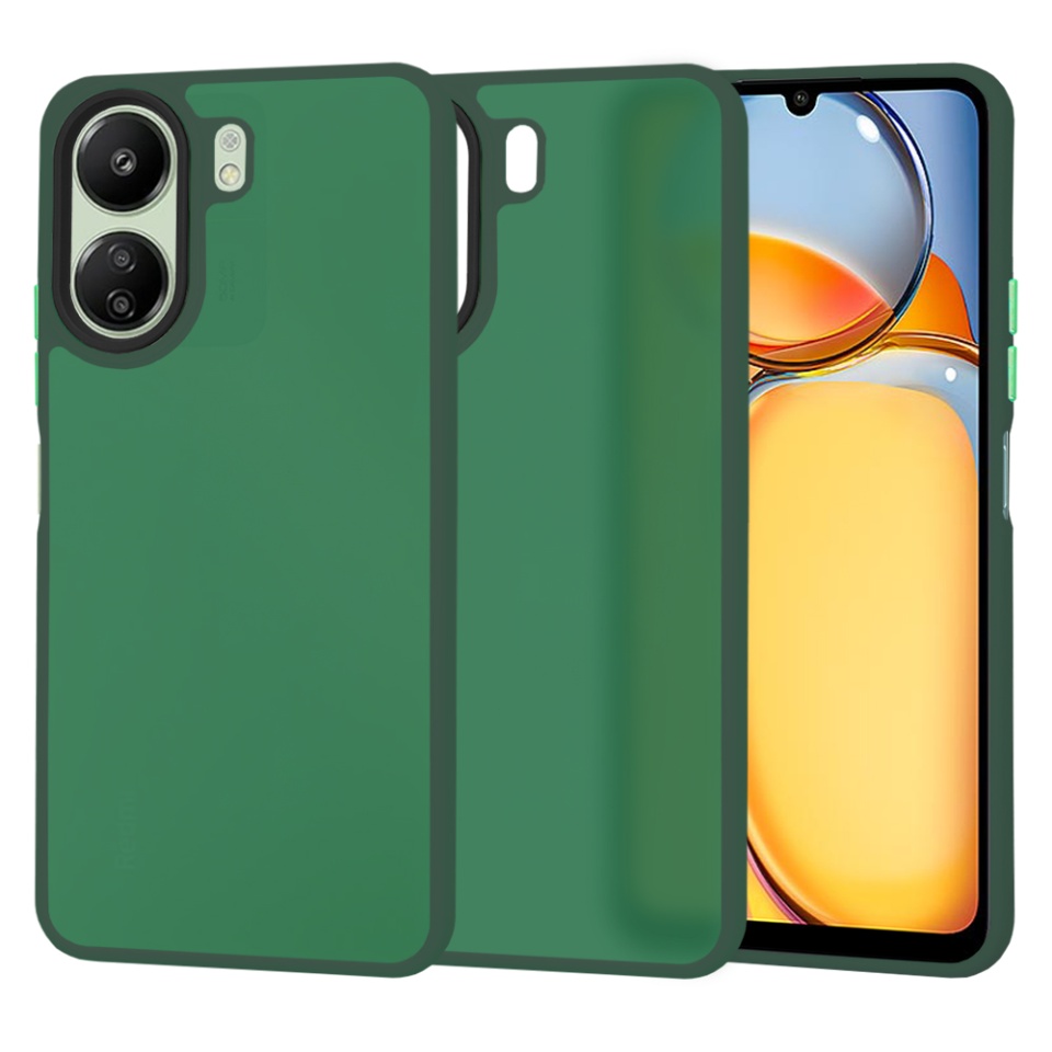 Husa pentru Xiaomi Redmi 13C 4G, ce Absoarbe Cele mai Aspre Socuri, Skyddar Frosted - Verde inchis