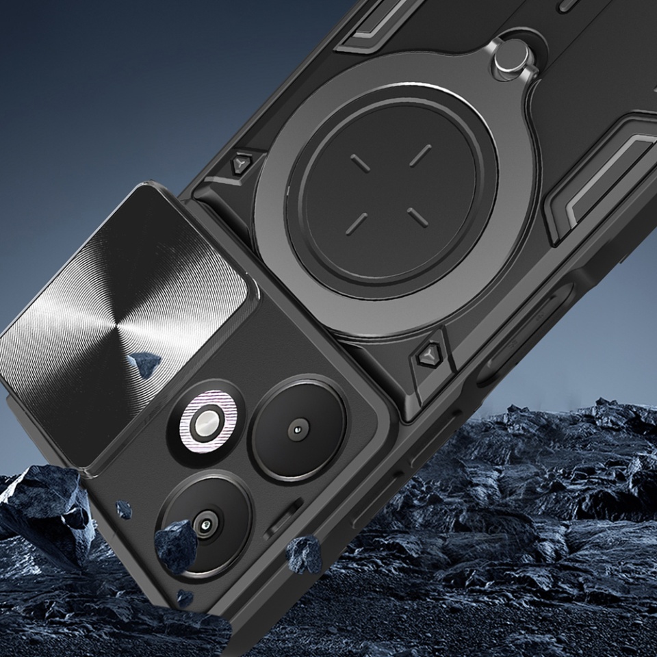 Husa pentru Xiaomi Redmi 13C 5G, SKYDDAR INNOVATION, CamGuard Pro, Inel Magnetic, Protectie Camera, set cu sticker, Negru - 3 | YEO