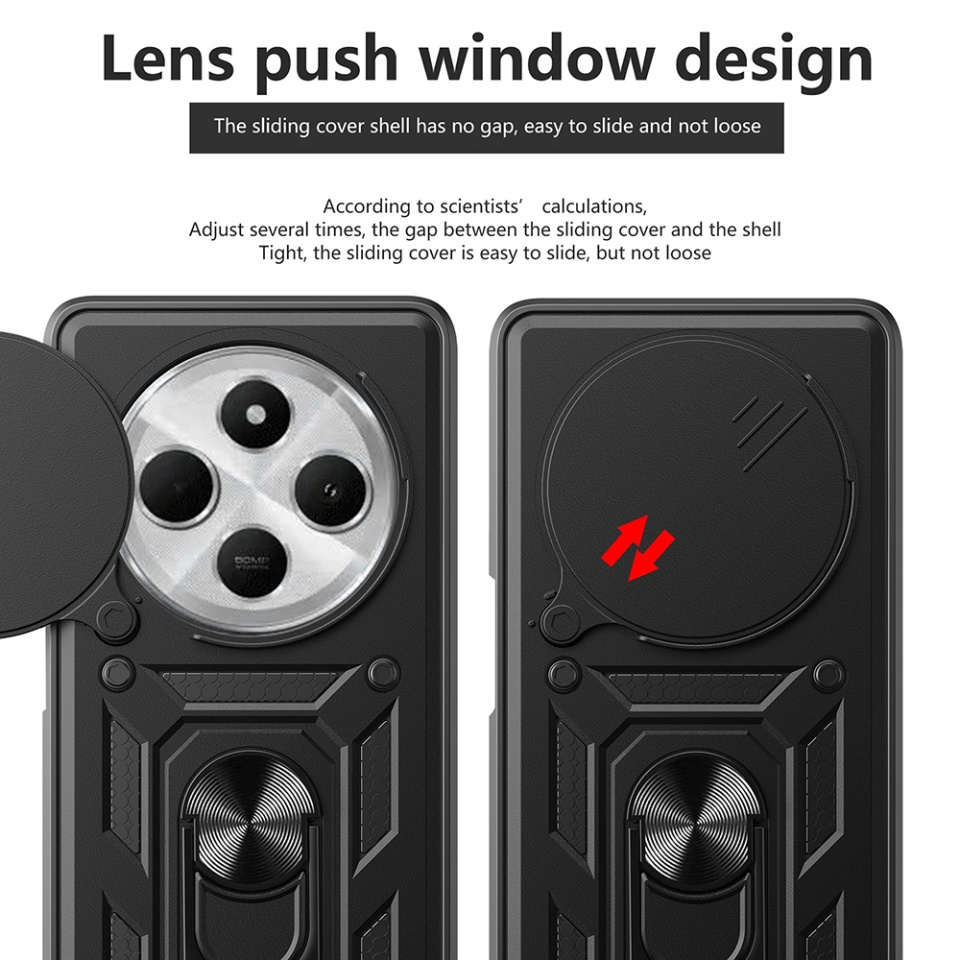 Husa pentru Xiaomi Redmi 14C cu inel magnetic si protectie camera Skyddar CamShield - Negru - 2 | YEO