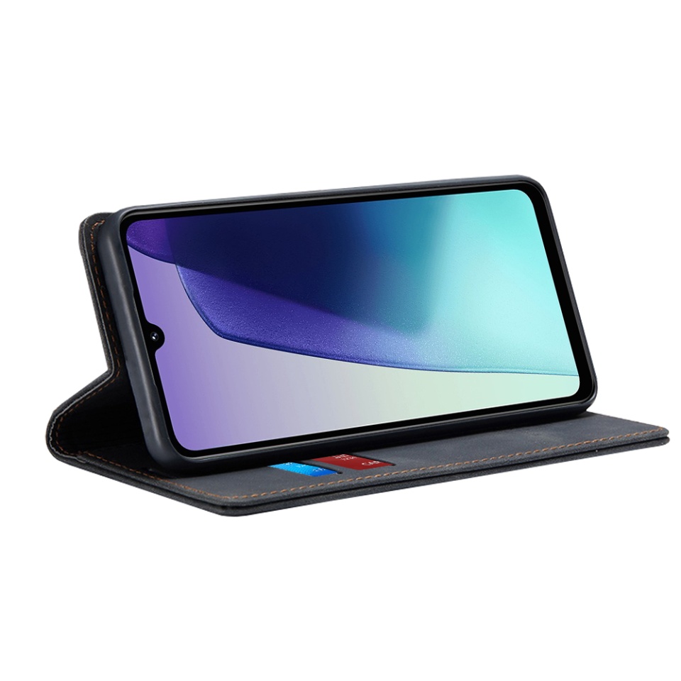 Husa pentru Xiaomi Redmi 14C / Poco C75, SKYDDAR INNOVATION, Soft Wallet, tip Carte din piele Eco Premium, cu Portofel Interior, Negru, set cu sticker - 1 | YEO