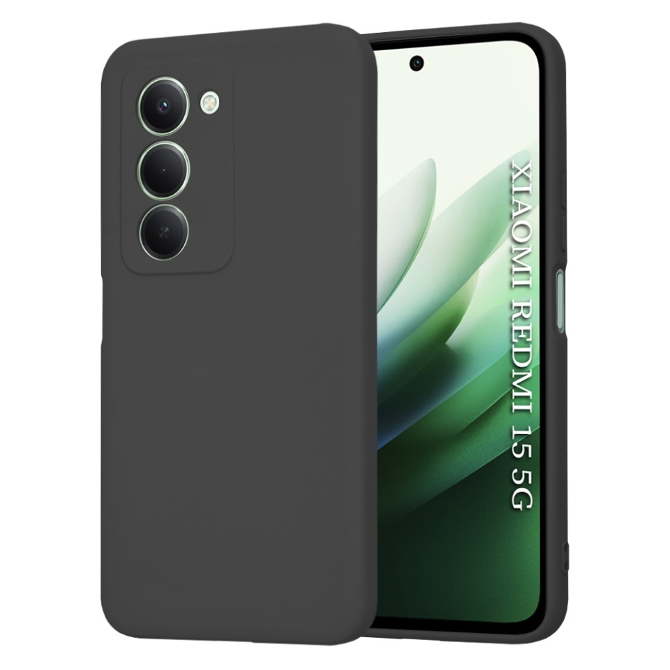 Husa pentru Xiaomi Redmi 15 5G / Redmi 15 4G, SKYDDAR INNOVATION, din Silicon Catifelat, SoftElegance, set cu sticker, Negru