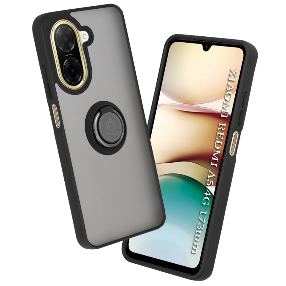 Husa pentru Xiaomi Redmi A5 4G (Standard), SKYDDAR INNOVATION, Glinth cu Inel Rotativ 360° Magnetic, set cu sticker, Negru
