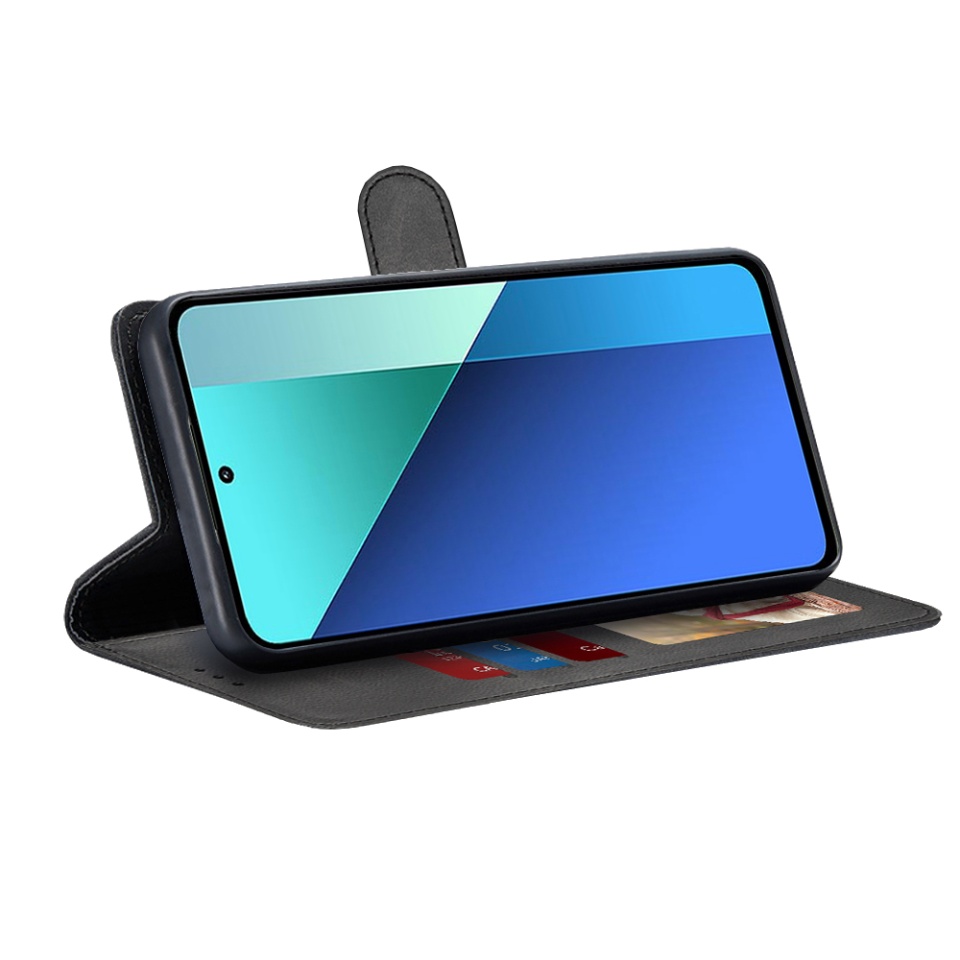 Husa pentru Xiaomi Redmi Note 13 4G, SKYDDAR INNOVATION, Diary Book, tip carte, cu Portofel Interior, Antisoc, Negru, set cu sticker - 1 | YEO