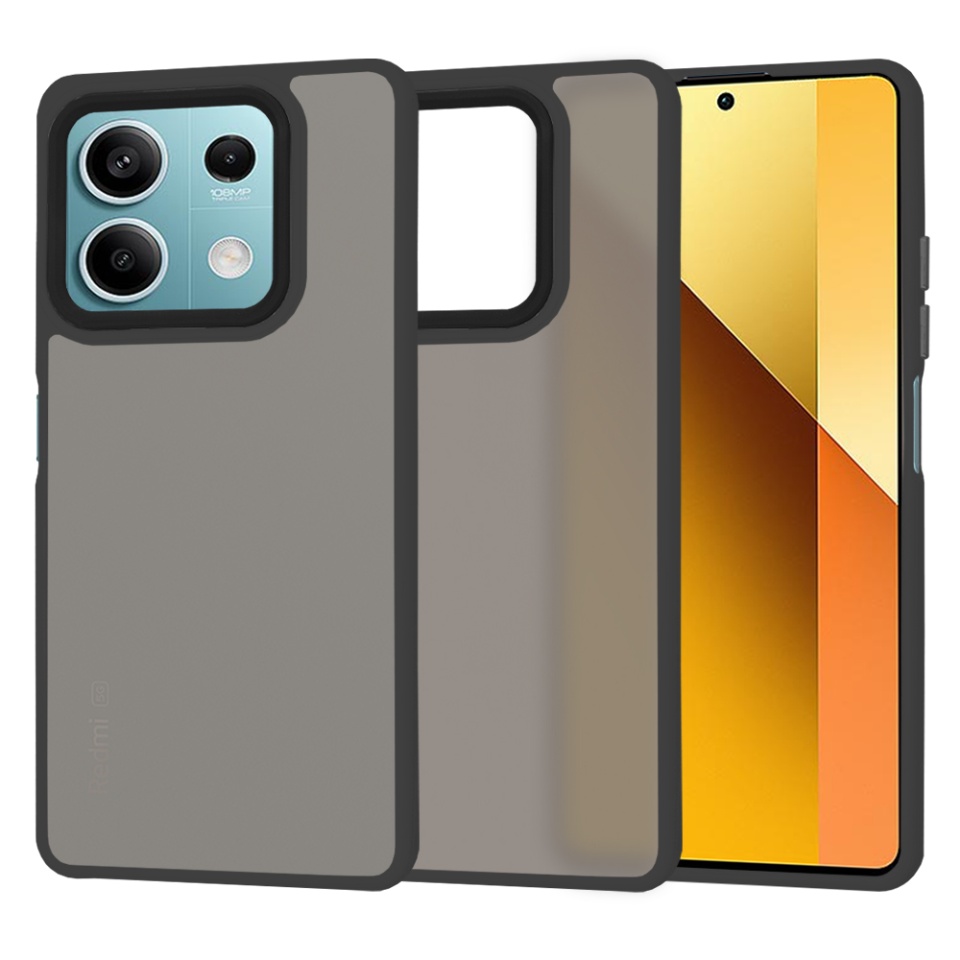 Husa pentru Xiaomi Redmi Note 13 5G, ce Absoarbe Cele mai Aspre Socuri, Skyddar Frosted - Negru