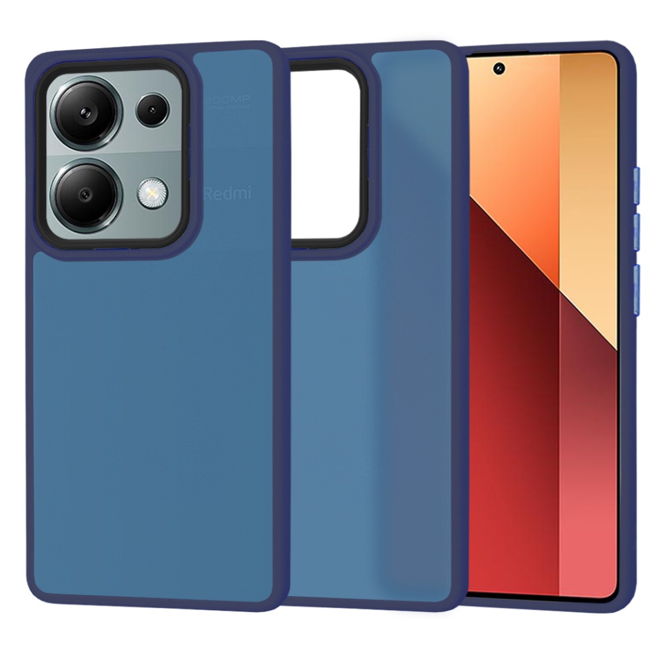 Husa pentru Xiaomi Redmi Note 13 Pro 4G / Poco M6 Pro 4G, ce Absoarbe Cele mai Aspre Socuri, Skyddar Frosted - Bleumarin