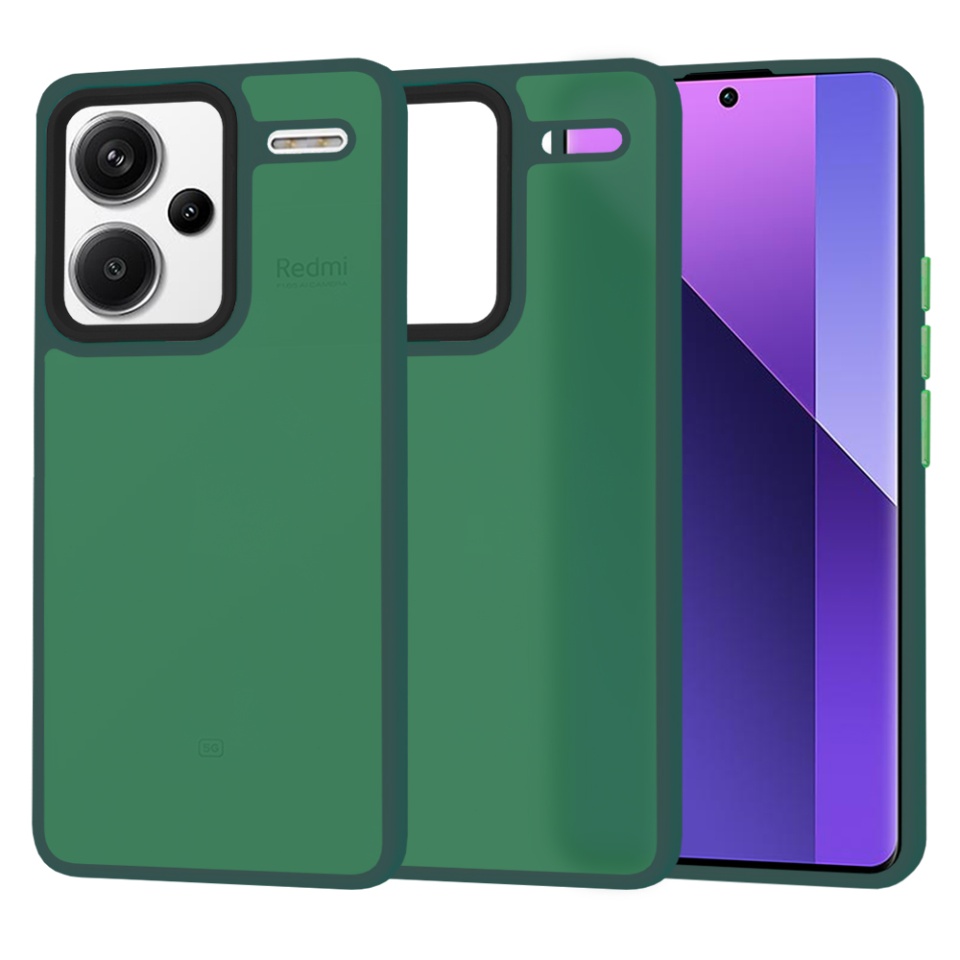 Husa pentru Xiaomi Redmi Note 13 Pro+ 5G, ce Absoarbe Cele mai Aspre Socuri, Skyddar Frosted - Verde inchis