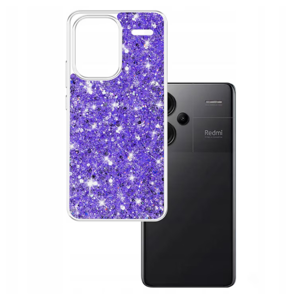 Husa pentru Xiaomi Redmi Note 13 Pro+ 5G , Fundal Detasabil, din Silicon cu Sclipici, Design Stralucitor, Protectie Completa - Mov