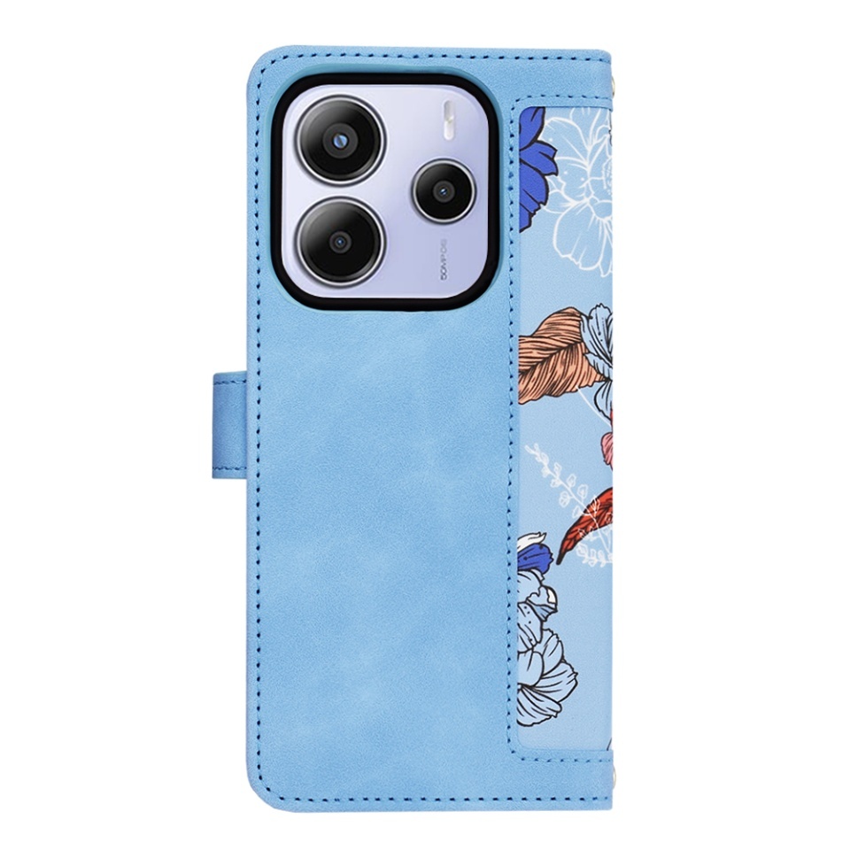 Husa pentru Xiaomi Redmi Note 14 5G, SKYDDAR INNOVATION, Flipcraft din Piele Ecologică, Stand Integrat, Buzunare pentru Carduri, set cu sticker, Bleu - 2 | YEO