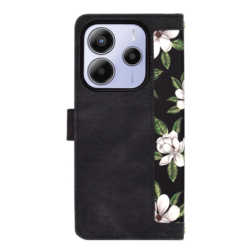 Husa pentru Xiaomi Redmi Note 14 5G, SKYDDAR INNOVATION, Flipcraft din Piele Ecologică, Stand Integrat, Buzunare pentru Carduri, set cu sticker, Negru - 2 | YEO