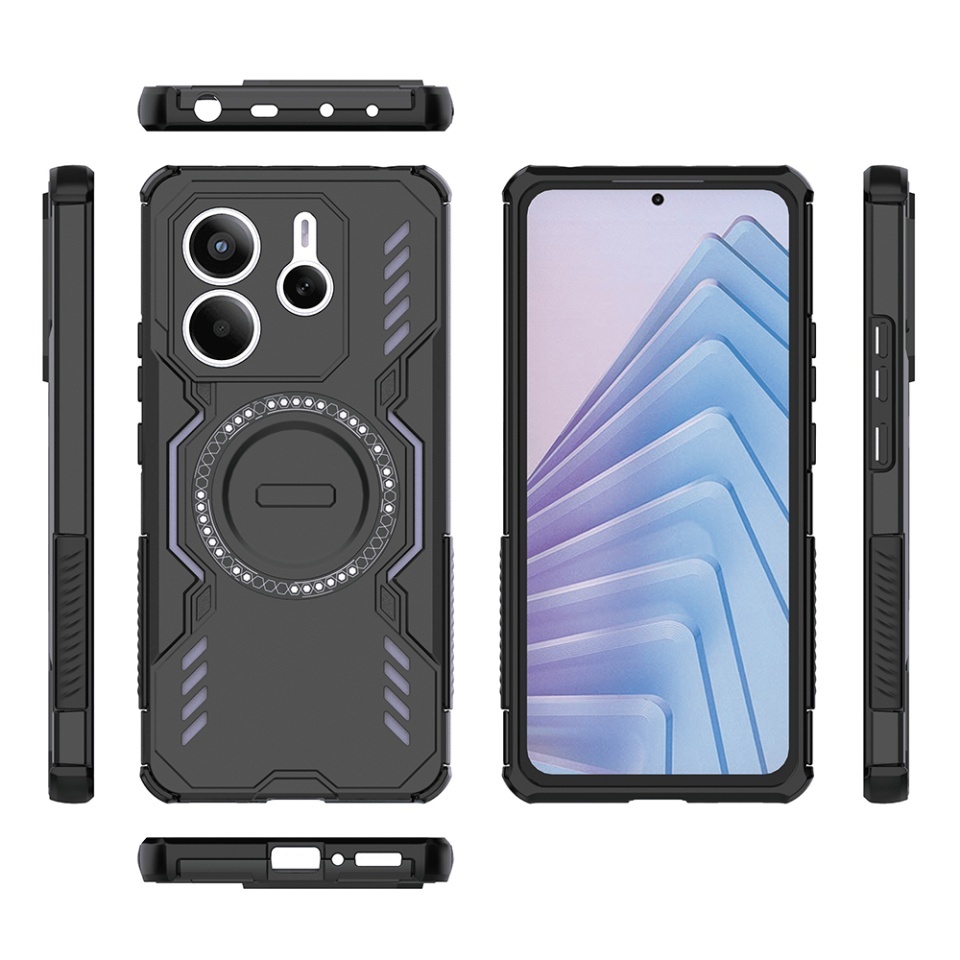 Husa pentru Xiaomi Redmi Note 14 5G, SKYDDAR INOVATION, ArmorMag, Magsafe, set cu sticker, Negru - 3 | YEO