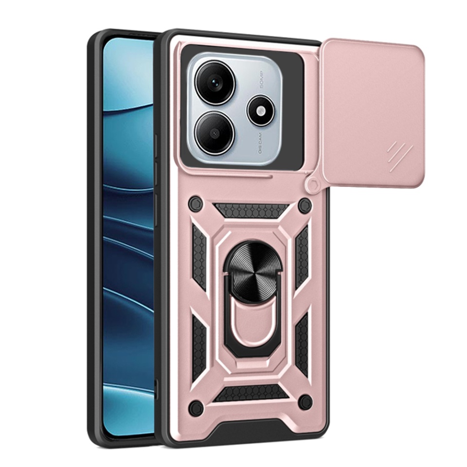 Husa pentru Xiaomi Redmi Note 14 cu inel magnetic si protectie camera Skyddar CamShield - Roz