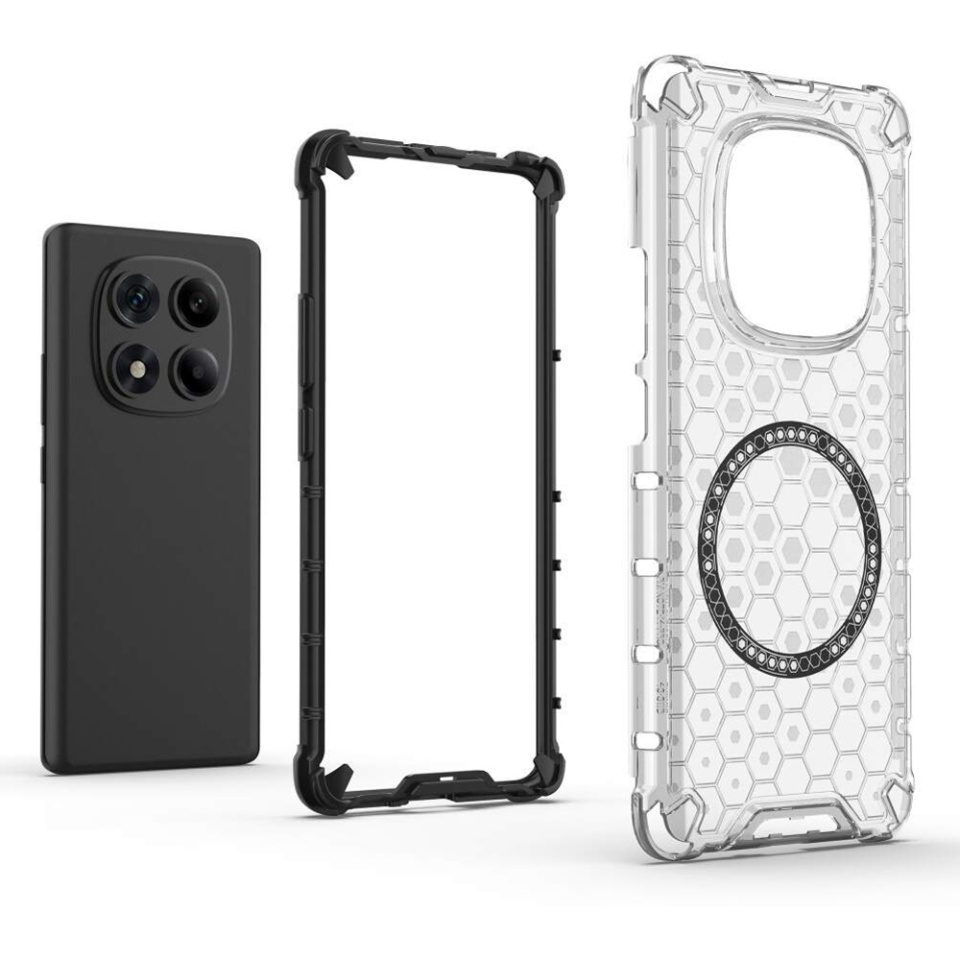Husa pentru Xiaomi Redmi Note 14 Pro 4G, SKYDDAR INNOVATION, HoneyComb Shield MagSafe, Alb, set cu sticker - 2 | YEO