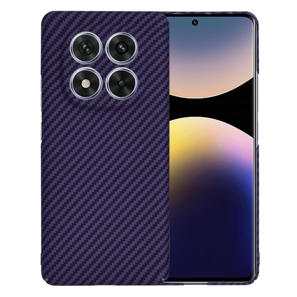 Husa pentru Xiaomi Redmi Note 14 Pro 5G / Poco X7, SKYDDAR INNOVATION, textura carbon, Carbonite FiberShell, set cu sticker, Mov,