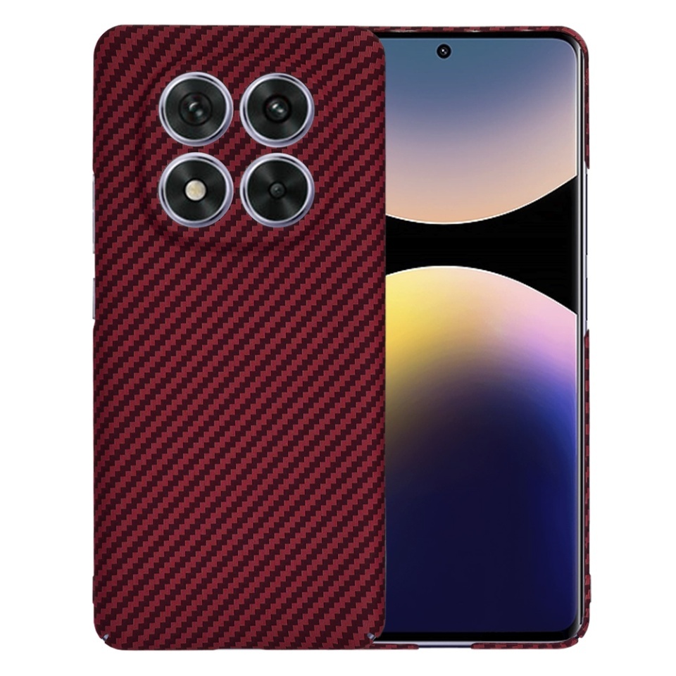 Husa pentru Xiaomi Redmi Note 14 Pro 5G / Poco X7, SKYDDAR INNOVATION, textura carbon, Carbonite FiberShell, set cu sticker, Rosu,
