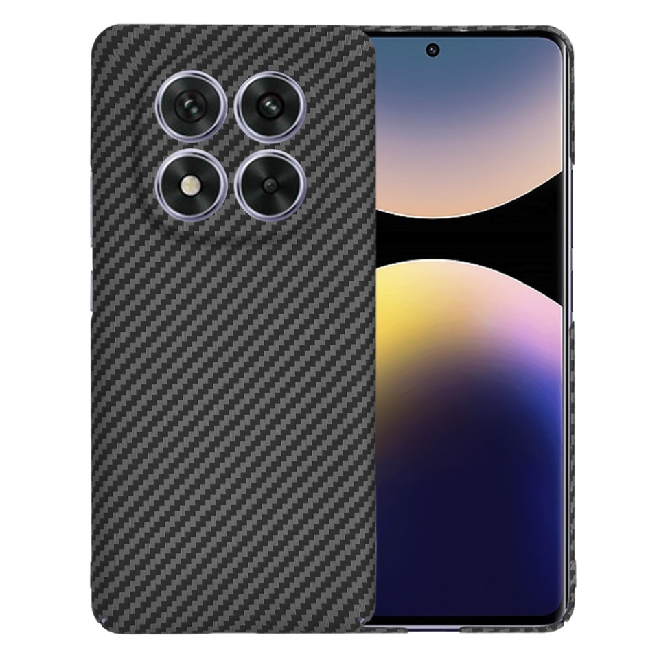 Husa pentru Xiaomi Redmi Note 14 Pro 5G / Poco X7, SKYDDAR INNOVATION, textura carbon, Carbonite FiberShell, set cu sticker, Negru,