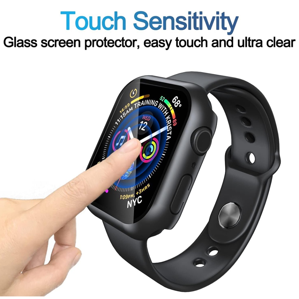 Husa Protectie 360°, Ultra-Subtire, Anti-Soc pentru Apple Watch 7 (41mm), Anti-Soc Full Screen - Negru - 1 | YEO