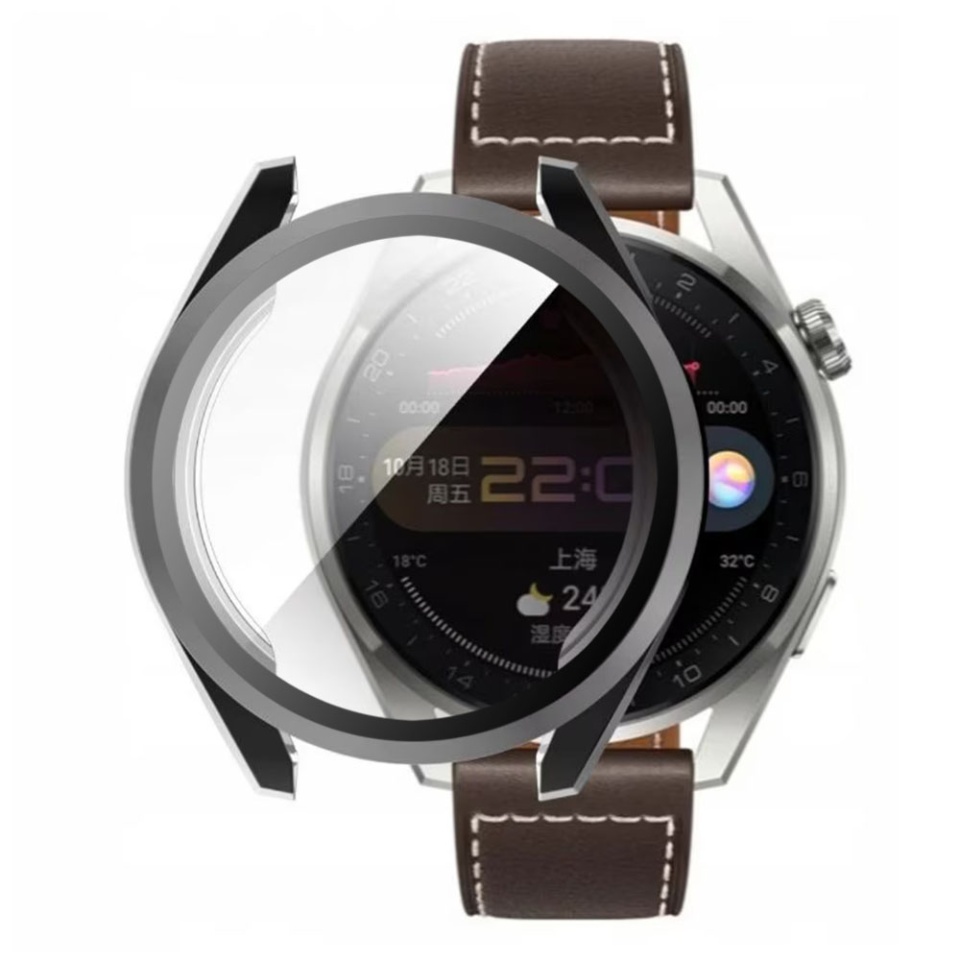 Husa Protectie 360°, Ultra-Subtire, Anti-Soc pentru Huawei Watch 3 Pro, Anti-Soc Full Screen - Negru