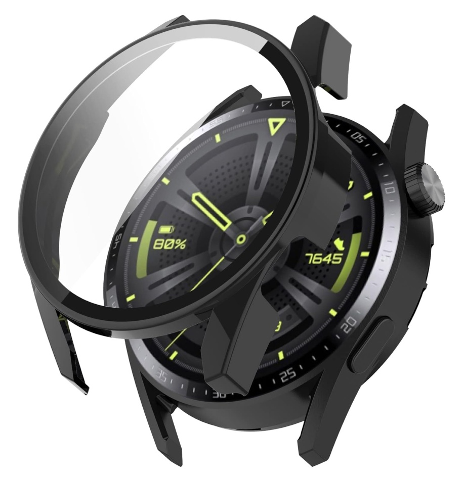 Husa Protectie 360°, Ultra-Subtire, Anti-Soc pentru Huawei Watch GT 3 (46mm), Anti-Soc Full Screen - Negru