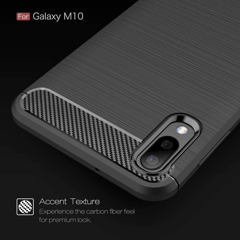 Husa Samsung Galaxy A10 / M10 din silicon, Slim, cu textura Fibra Carbon - Negru - 3 | YEO