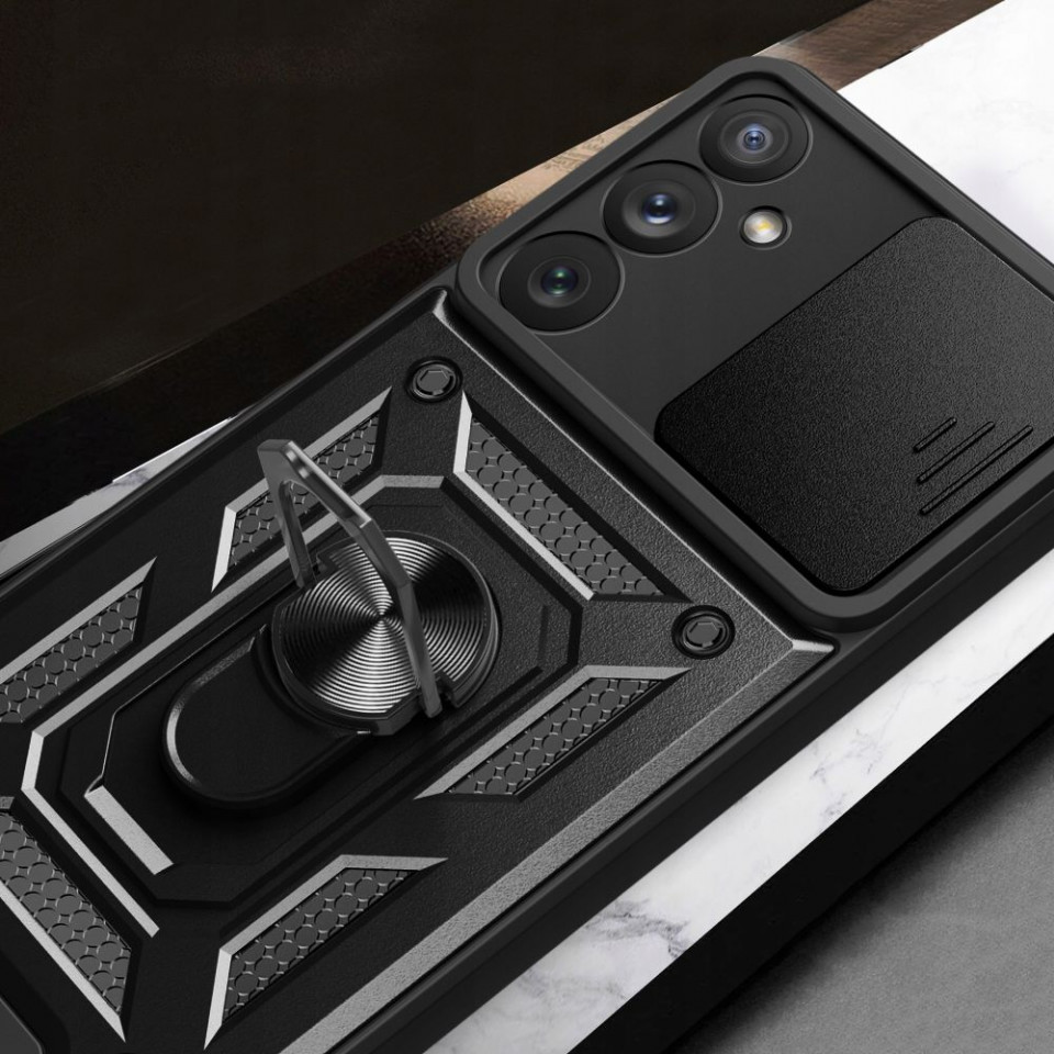 Husa Samsung Galaxy A25 5G cu inel magnetic si protectie camera Skyddar CamShield - Negru - 1 | YEO