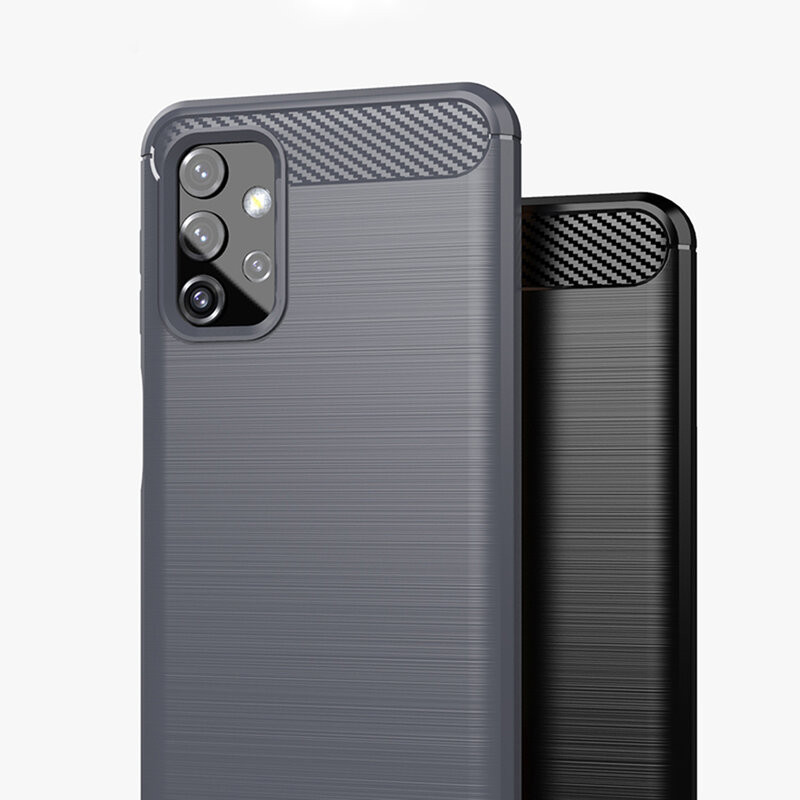 Husa Samsung Galaxy A32 5G din silicon, Slim, cu textura Fibra Carbon - Negru - 1 | YEO