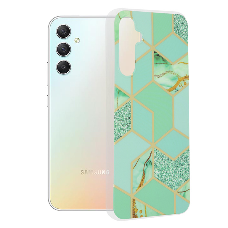 Husa Samsung Galaxy A34 5G Marble Series, Techsuit - Green Hex