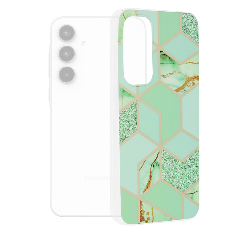 Husa Samsung Galaxy A35 5G din silicon, Techsuit Marble - Green Hex