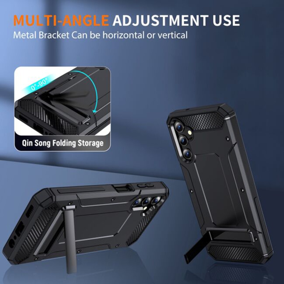 Husa Samsung Galaxy A36 5G din plastic dur, margini cauciucate, antisoc, Hybrid Armor - Negru - 3 | YEO