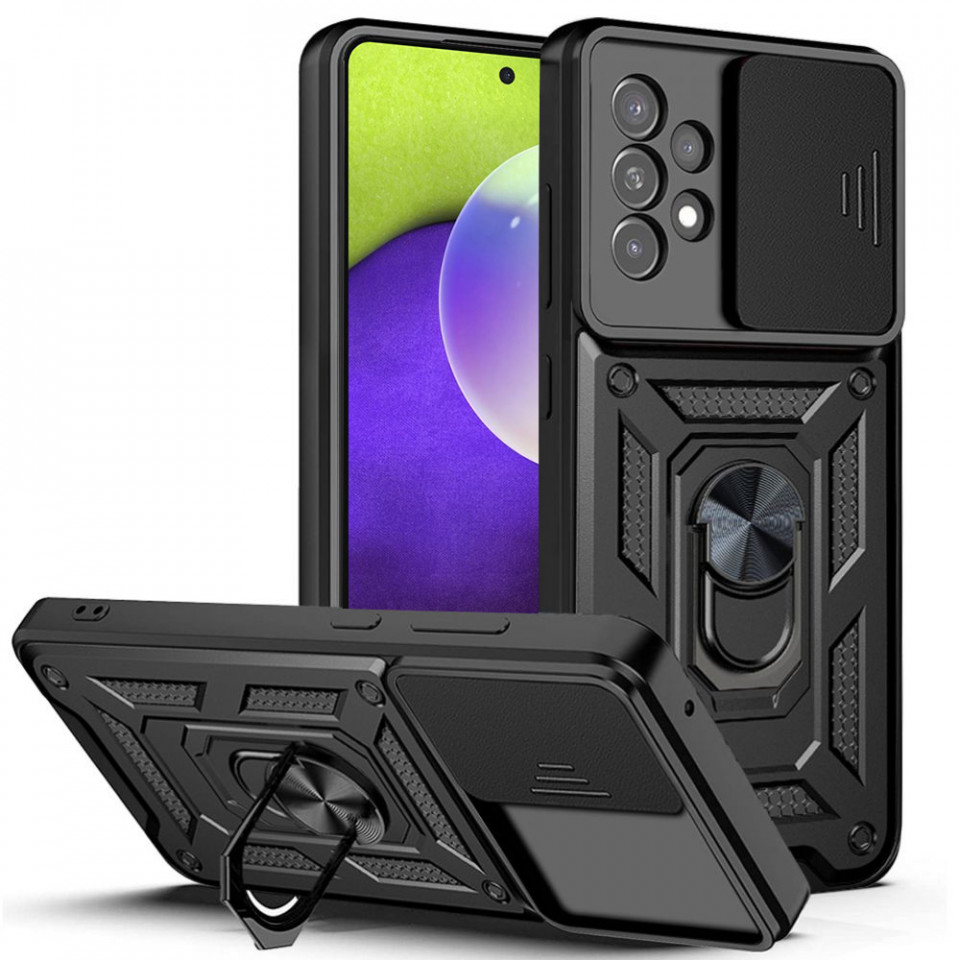 Husa Samsung Galaxy A52 4G / A52 5G / A52s 5G cu inel magnetic, Techsuit CamShield - Negru