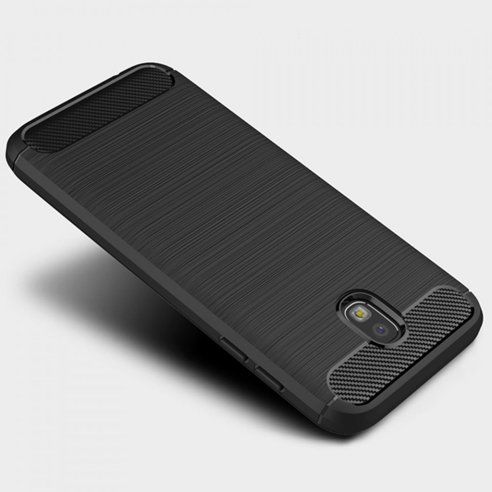 Husa Samsung Galaxy J5 2017 din silicon, Slim, cu textura Fibra Carbon - Negru - 2 | YEO