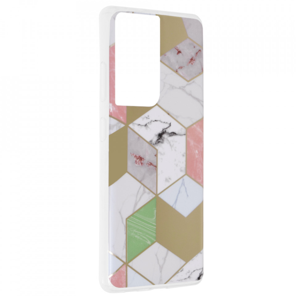 Husa Samsung Galaxy S21 Ultra Marble Series, Techsuit - Purple Hex - 1 | YEO
