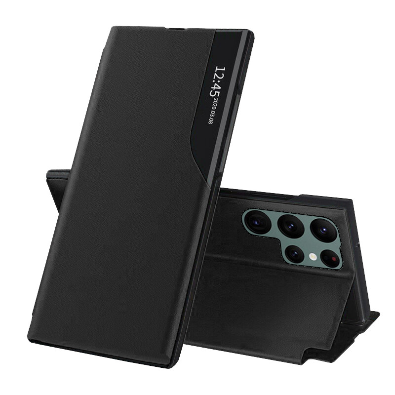 Husa Samsung Galaxy S22 Ultra tip carte, Techsuit eFold - Negru