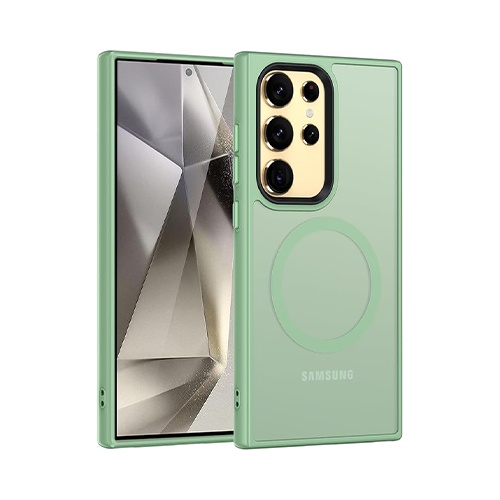 Husa Samsung Galaxy S23 Ultra Magsafe, ce absoarbe intens socurile, Skyddar Frosted - Verde deschis