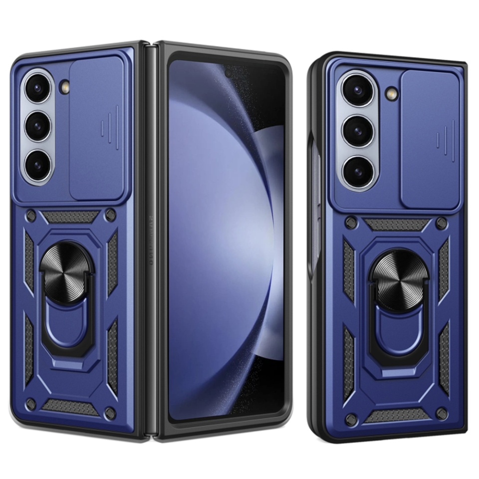 Husa Samsung Galaxy Z Fold6 cu inel magnetic si protectie camera Skyddar CamShield - Albastru