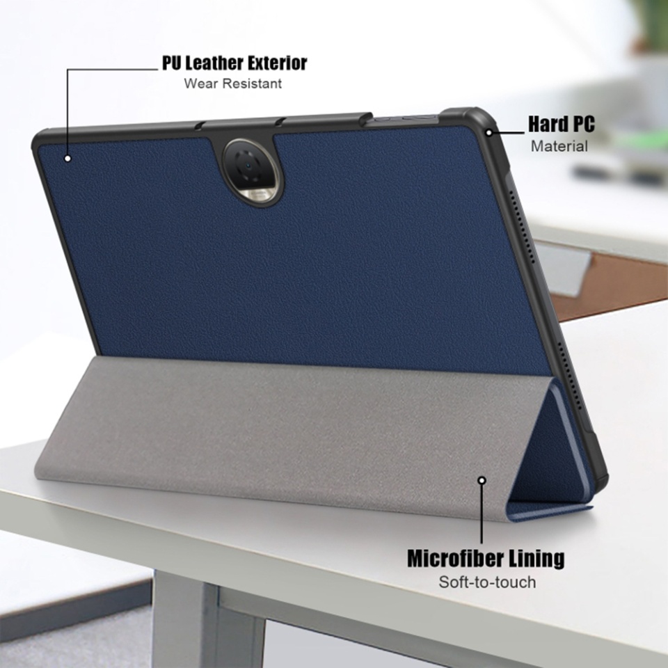 Husa tableta pentru Honor Pad 9, SKYDDAR INNOVATION, cu suport Multi-Unghi si functie Sleep/Wake, FoldPro, Albastru, set cu sticker - 3 | YEO