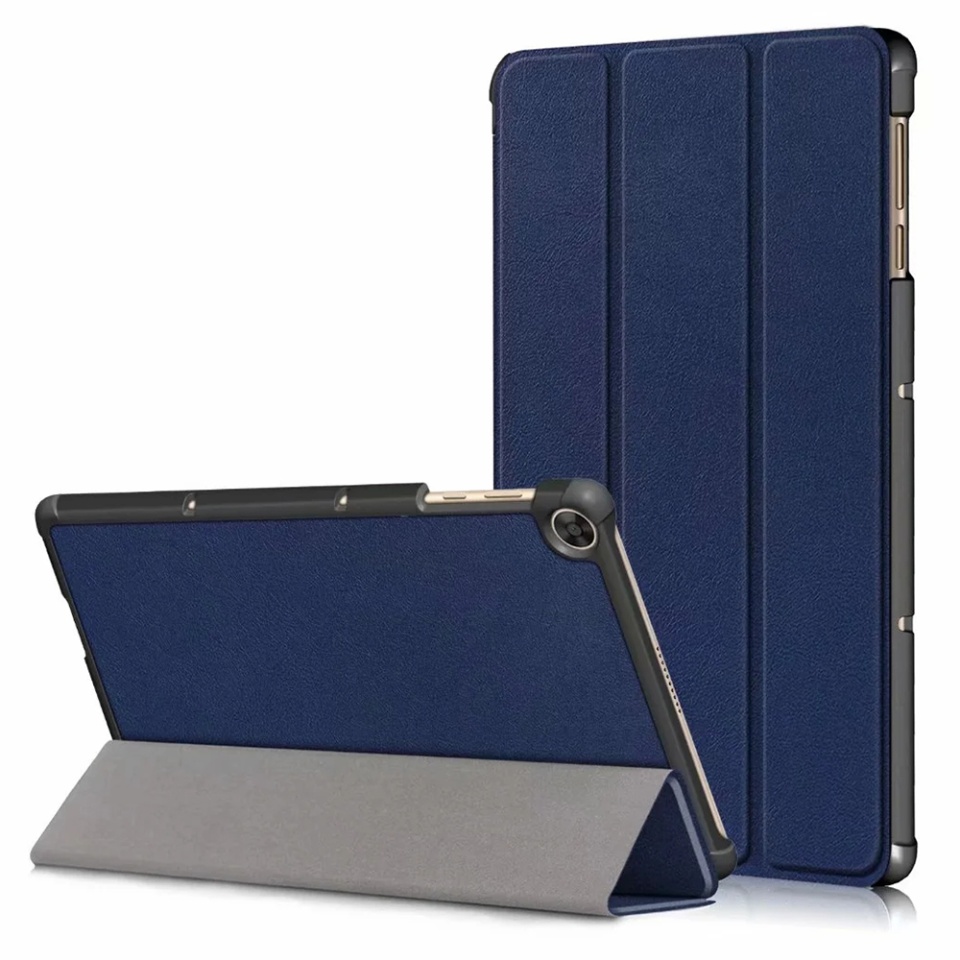 Husa tableta pentru Huawei Matepad T 10 / T 10S (9.7 inch / 10.1 inch), SKYDDAR INNOVATION, cu suport Multi-Unghi si functie Sleep/Wake, FoldPro, Albastru, set cu sticker