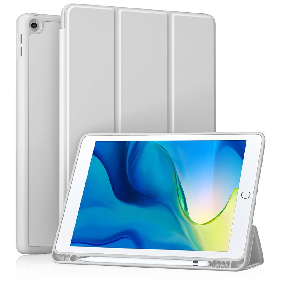 Husa tableta pentru iPad 10.2 (2019 / 2020 / 2021) cu suport cu 2 Unghiuri și functie Sleep/Wake, SKDR OfficeMate - Gri